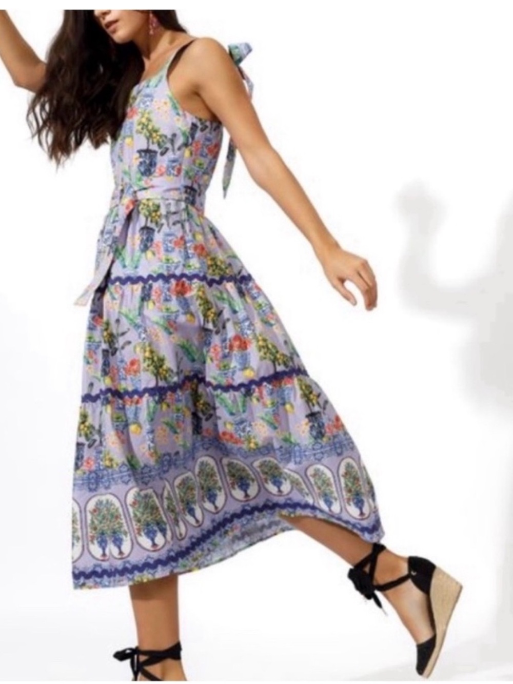 Lemon dress with blue and white